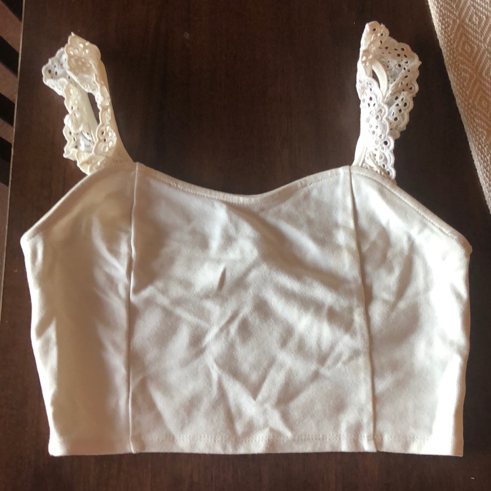 White frilly crop top